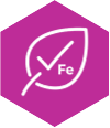 Leaf marked with a ticked Fe symbol