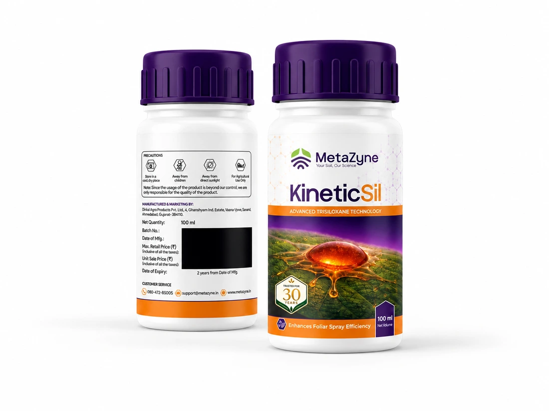 KineticSil 100 ml bottle, front and back label side by side on white