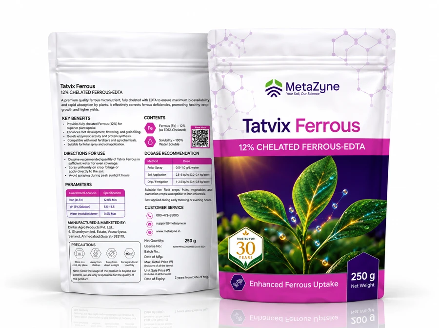 Tatvix Ferrous 250 g pack, front label