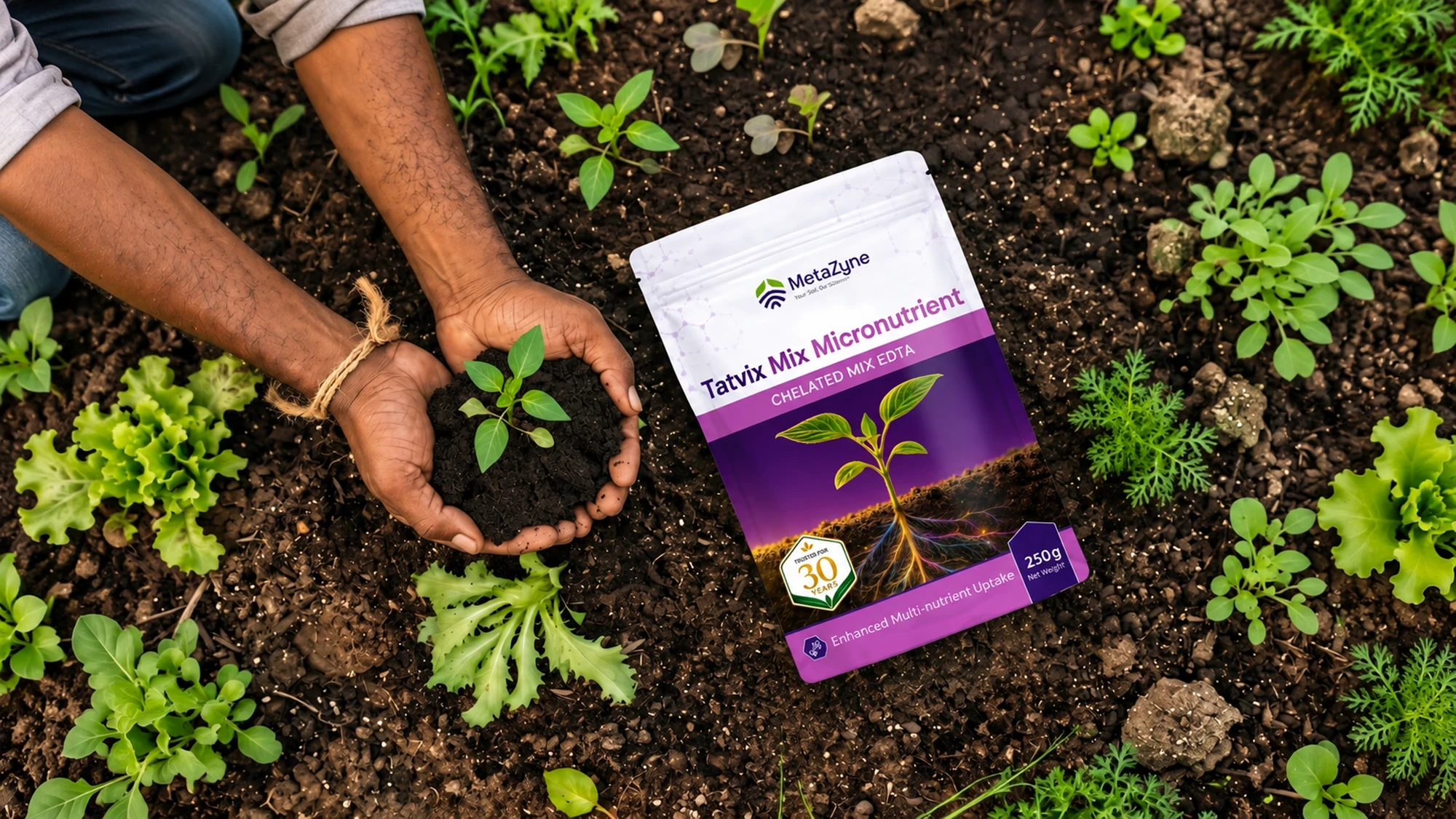 Tatvix Mix Micronutrient pack in a farm setting